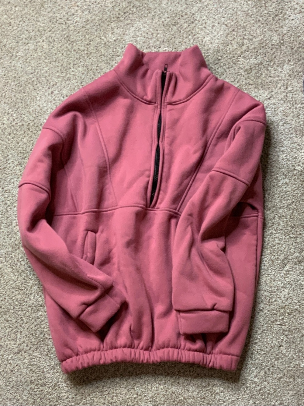 Quarter-Zip Fleece Pullover in Dusty Rose